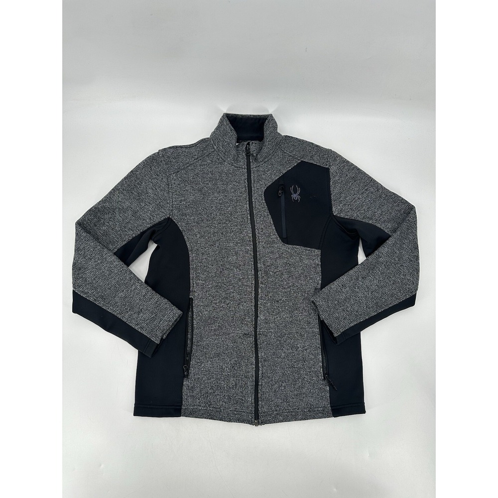 Spyder Bandit Jacket M Gray Black Full Zip Fleece Outdoor Mens‎